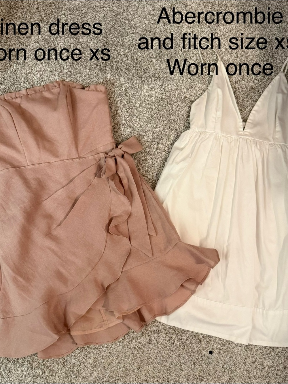 Selfie Leslie Strapless Linen Dress in Dusty Rose Abercrombie and fitch white